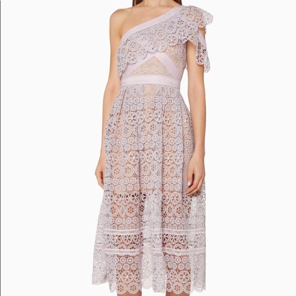 Self Portrait One-Shoulder Purple Dress. Size 8.